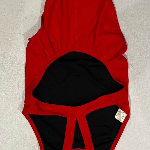 Red Nike, one piece swimsuit, white swish - Picture 3 of 4